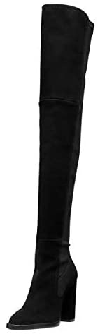 FSJ Women Fashion Closed Almond Toe Over Knee High Boots Chunky High Heel Pumps Winter Office Shoes