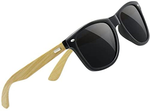 AWGSEE Polarized Wood Sunglasses For Men And Women Bamboo Wooden Frame Driving Sun Glasses 100% UV Protection