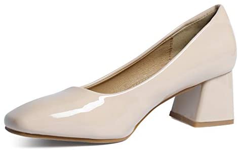 Heel The World Women's Dress Pumps Low Chunky Block Heels Square Toe Party Office Shoes