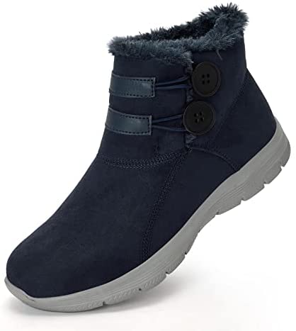 konhill Women's Winter Snow Boots - Warm Lining Ankle Booties Slip on Comfortable Outdoor Shoes