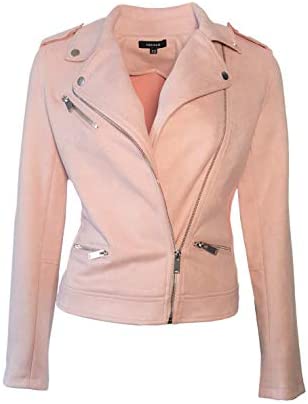 Faux Suede Jacket for Women Long Sleeve Zipper Up Casual Outwear