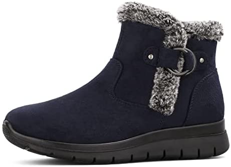 mysoft Women's Winter Snow Boots Side Zipper Warm Ankle Booties Slip on Shoes Indoor Outdoor