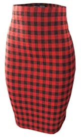 Women‘s Elastic Waist Stretch Basic Bodycon Midi Knee Length Pencil Skirt for Office and Home