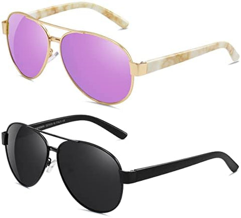 AWGSEE Aviator Sunglasses For Women Polarized UV Protection Sun glasses Mirrored Lens