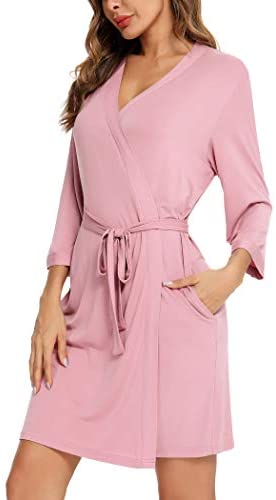Robe for Women Kimono Robes Soft Bamboo Sleepwear Short Knit Bathrobe Ladies Loungewear S-XXL