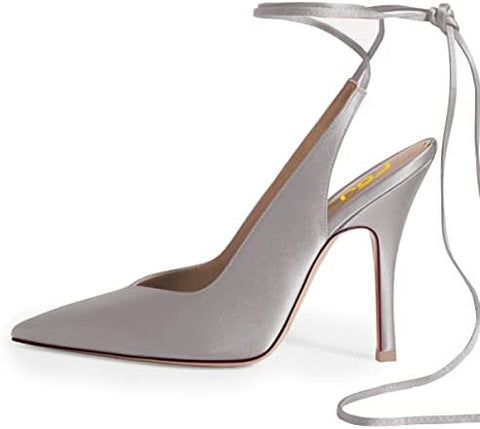 Women Classic Strappy Ankle Strap Lace up Mid Heels Pointed Toe Stylish Stiletto Sandals Slingback Pump Dress Wedding Prom Shoes Size 4-15 US