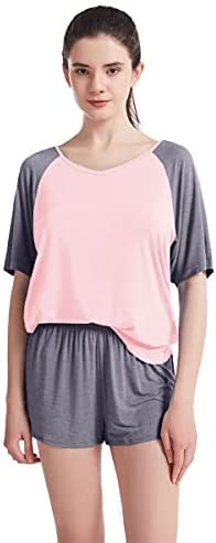 Women's Short Pajamas Set Short Sleeves and Shorts Lounge Bamboo Viscose Pajamas Set 2 Piece