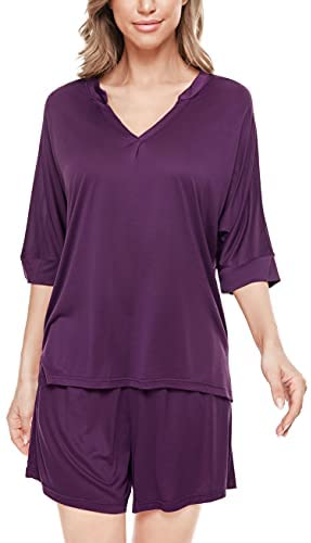 Womens Pajama Sets Soft Loungewear Set Short Sleeve Button Sleepwear Two-Piece Pj Sets Nightwear Pajamas for Women