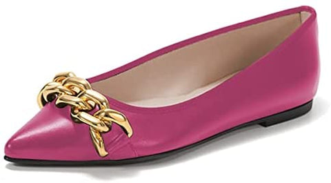 FSJ Women’s Flats Comfortable Flats Shoes Office Slip on Pointed Toe Chain Ballet Flats Low-Cut Wide Width Casual Loafer Flats Shoes Size 4-15 US