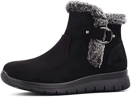 mysoft Women's Winter Snow Boots Side Zipper Warm Ankle Booties Slip on Shoes Indoor Outdoor