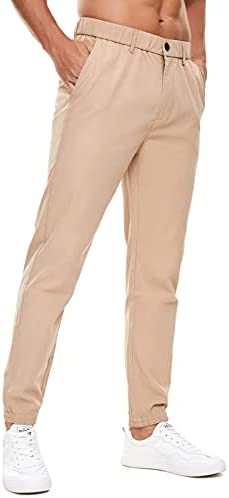 Plaid&Plain Men's Joggers Twill Joggers for Men Slim fit