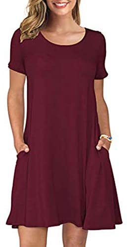Women's Short Sleeve Swing Dress Sexy Summer Casual T-Shirt Dresses