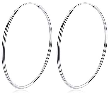 50mm 925  Silver Hoop Earrings for Women