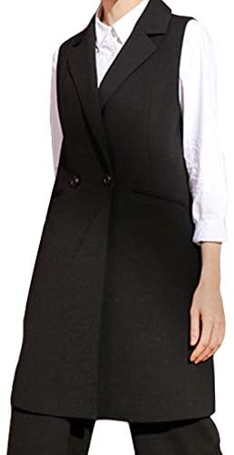 Womens Open Front Long Vests Sleeveless Draped Cardigan Layering Vest with Pockets