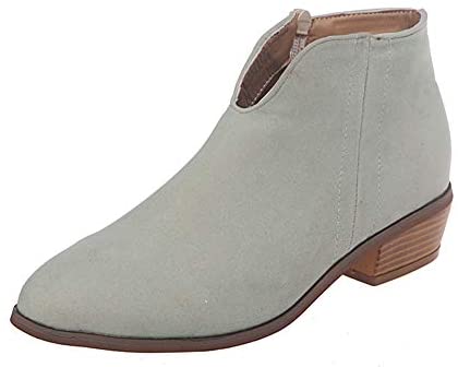 QZHIHE Womens Ankle Boots Cutout Side Strap Block Chunky Heel Work Boots