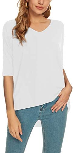 Urban CoCo Women's Casual V Neck T Shirt Short Sleeve Loose Tee Tops