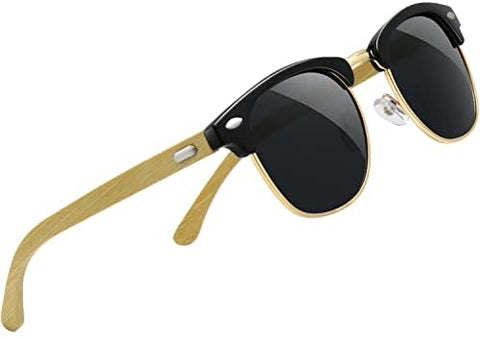 AWGSEE Polarized Wood Sunglasses For Men And Women Bamboo Wooden Frame Driving Sun Glasses 100% UV Protection
