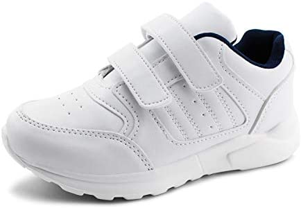 Kids Black/White Hook and Loop School Uniform Sneaker