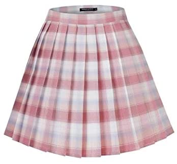 Womens Uniforms Plaid Pleated Mini Skirt