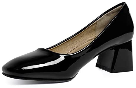Heel The World Women's Dress Pumps Low Chunky Block Heels Square Toe Party Office Shoes
