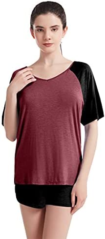 Women's Short Pajamas Set Short Sleeves and Shorts Lounge Bamboo Viscose Pajamas Set 2 Piece