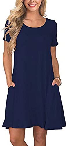 Women's Short Sleeve Swing Dress Sexy Summer Casual T-Shirt Dresses