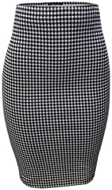 Women‘s Elastic Waist Stretch Basic Bodycon Midi Knee Length Pencil Skirt for Office and Home