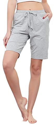 Women's Bermuda Shorts Workout Cotton Jersey Yoga Lounge Pajama Shorts with Pockets