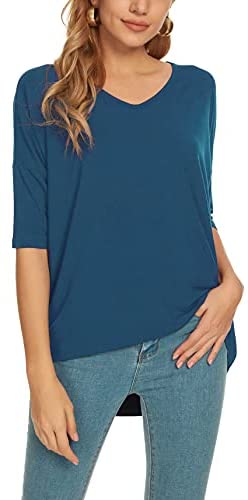 Urban CoCo Women's Casual V Neck T Shirt Short Sleeve Loose Tee Tops