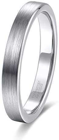 TRUMIUM 3mm 5mm Tungsten Rings for Women Mens Rose Gold/Silver Brushed Thin Engagement Wedding Band Comfort Fit Size 4-12