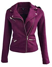 Faux Suede Jacket for Women Long Sleeve Zipper Up Casual Outwear