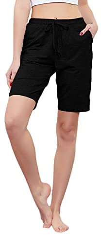 Women's Bermuda Shorts Workout Cotton Jersey Yoga Lounge Pajama Shorts with Pockets