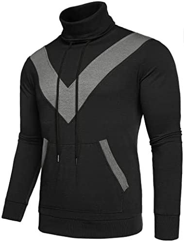 iWoo Mens Thin Undershirts Turtleneck Long Sleeve Shirts High Neck Waffle Ribbed Sweatshirt Athletic Pullover Tops