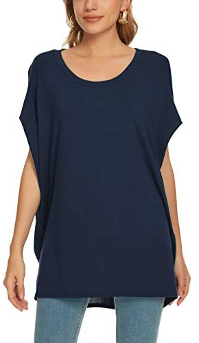 Women's Casual Solid Scoop Neck Summer Tops Sleeveless Loose Oversize Tees