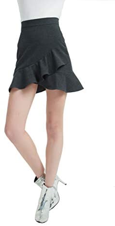 Womens High Waist Swing Ruffle Winter Fall Mini Midi Skirt