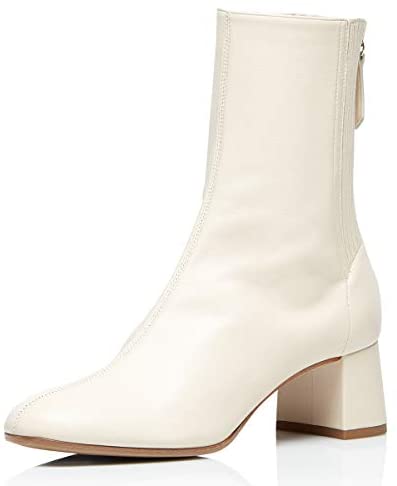 FSJ Women Comfort Ankle Boots Closed Round Toe Block Chunky Mid Heels Ankle-Wrap Back Zipper Party Dress Fall Winter Shoes Size 4-15 US