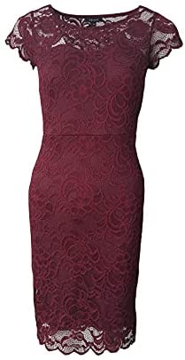 Women's Knee Length Short Sleeve Elegant Lace Dresses/Linning Dresses