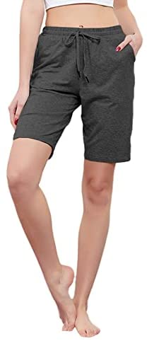Women's Bermuda Shorts Workout Cotton Jersey Yoga Lounge Pajama Shorts with Pockets