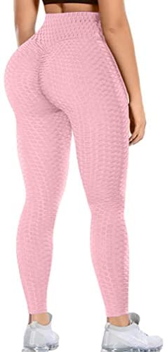 Women's Ruched Butt Lifting High Waist Yoga Pants Stretchy Leggings Textured Booty Tummy Control Workout Ruched Tights