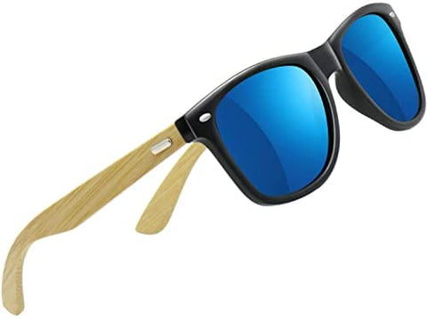 AWGSEE Polarized Wood Sunglasses For Men And Women Bamboo Wooden Frame Driving Sun Glasses 100% UV Protection