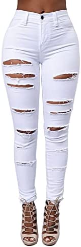 elselect Women's Ripped Jeans for Women High Waist Butt Lifting Skinny Distressed Jeans Leggings with Pockets