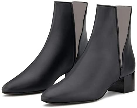 Women Boots Comfy Cutout Medium Chunky Heels Round Toe Pull On Classic Office Shoes Size 4-15 M US