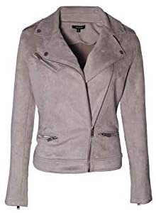 Faux Suede Jacket for Women Long Sleeve Zipper Up Casual Outwear
