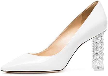 FSJ Women Elegant Pointed Toe Pumps Clear High Heels Lucite Slip On Classic Casual Office Shoes Size 4-15 US