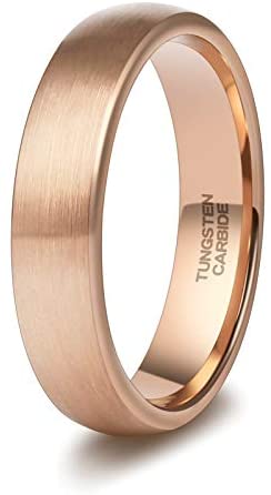 TRUMIUM 3mm 5mm Tungsten Rings for Women Mens Rose Gold/Silver Brushed Thin Engagement Wedding Band Comfort Fit Size 4-12