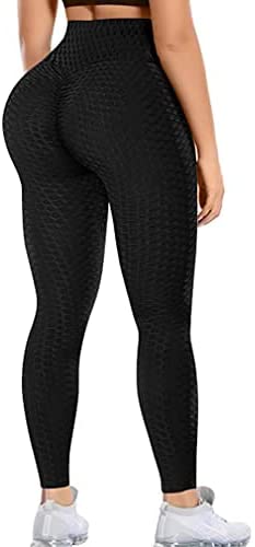 Women's Ruched Butt Lifting High Waist Yoga Pants Stretchy Leggings Textured Booty Tummy Control Workout Ruched Tights