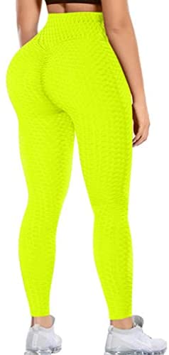 Women's Ruched Butt Lifting High Waist Yoga Pants Stretchy Leggings Textured Booty Tummy Control Workout Ruched Tights