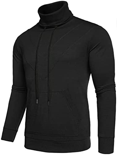 iWoo Mens Thin Undershirts Turtleneck Long Sleeve Shirts High Neck Waffle Ribbed Sweatshirt Athletic Pullover Tops