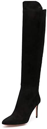 FSJ Women Fashion Closed Pointy Toe Knee High Boots High Stiletto Heels Long Boot Pumps Office Date Shoes