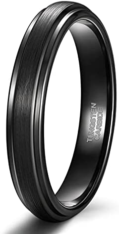 TRUMIUM 4mm 6mm 8mm Mens Tungsten Wedding Rings Black Gold Wedding Band for Women Two Tone Brush Comfort Fit Size 6-13